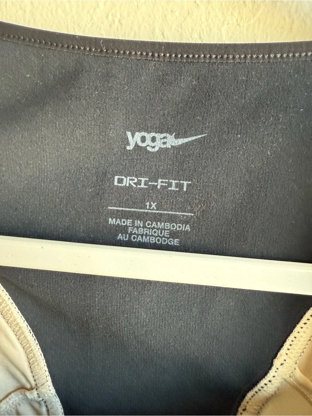Nike YogaCrop DriFIT Black and Cream Women's Athletic Tank Top